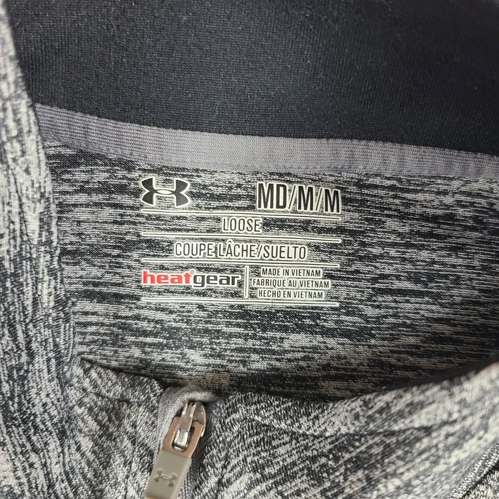 Under Armour Sweater Mens Medium Black Gray Heathered Loose Heatgear Performance